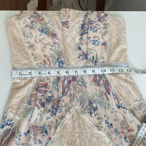 BCBGMAXAZRIA Elle Strapless Floral Print and Lace Gown Size 4 - Picture 14 of 16